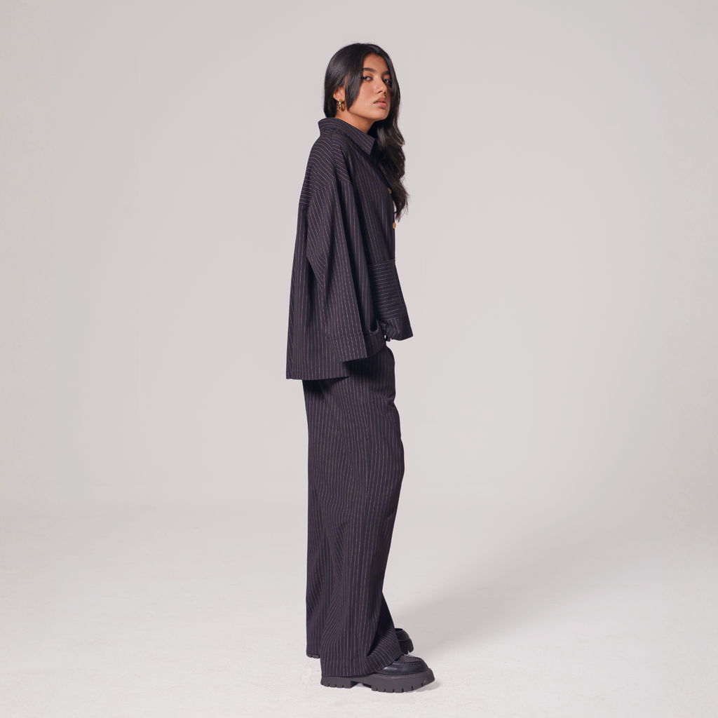 Women’s Black Pinstripe Co-ord Set
