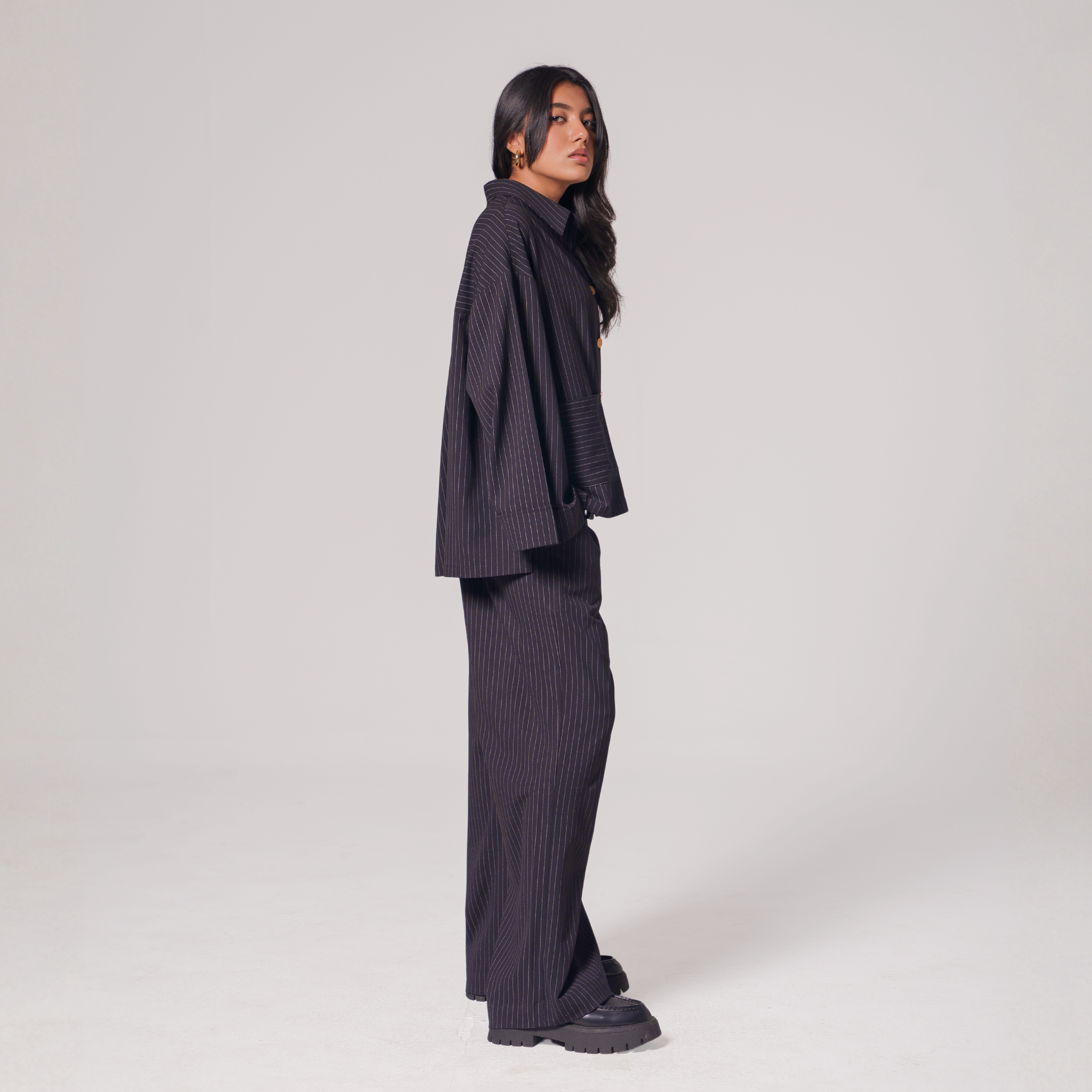 Women’s Black Pinstripe Co-ord Set