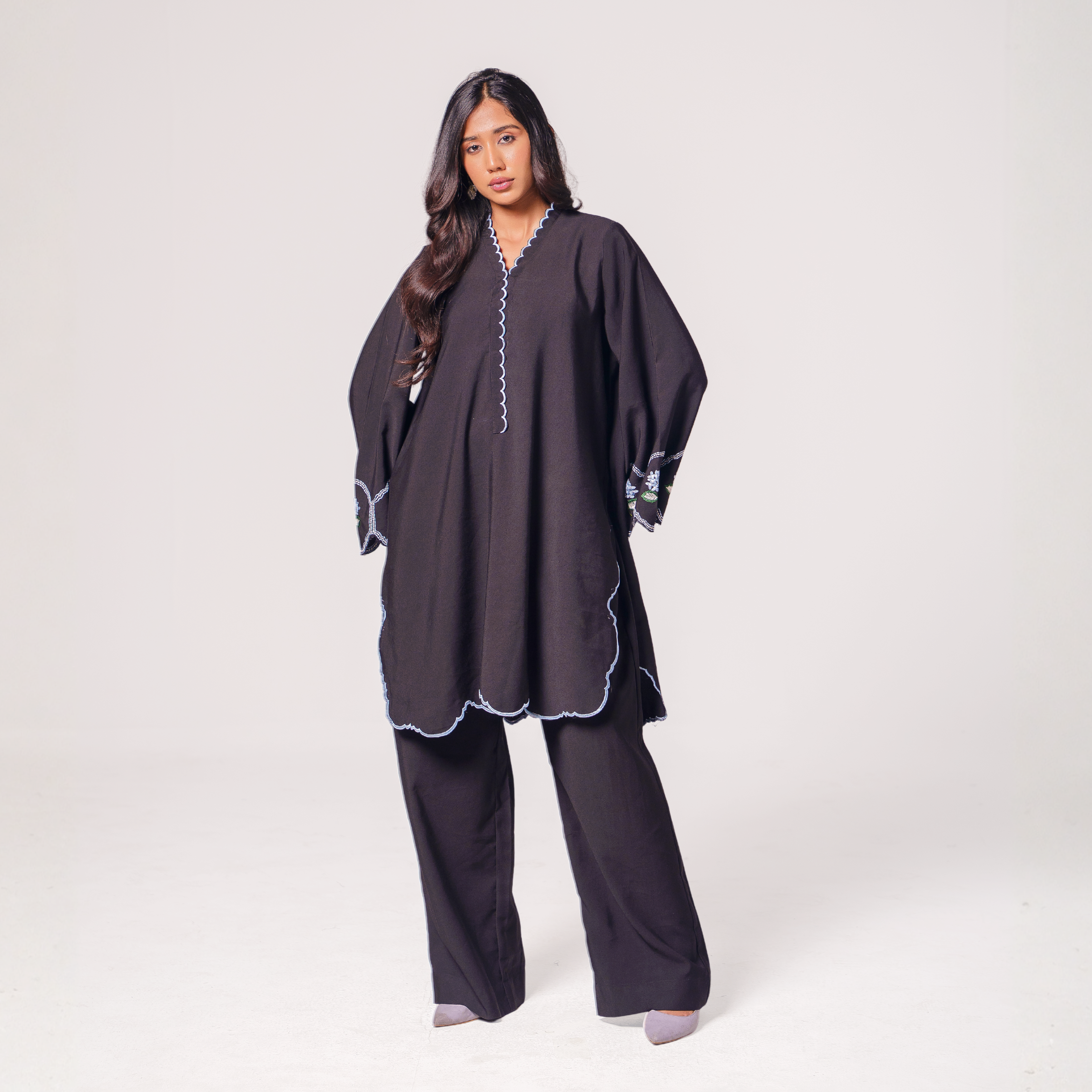 Sleeve Embroidered Co-Ord