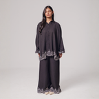Embroidered Hem Shirt & Wide-Leg Pants Set