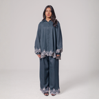 Embroidered Hem Shirt & Wide-Leg Pants Set
