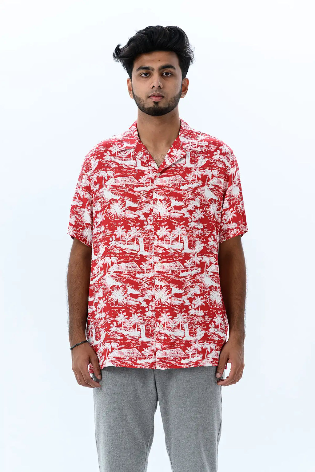 Half Sleeve Shirt - Red & White (AOP)