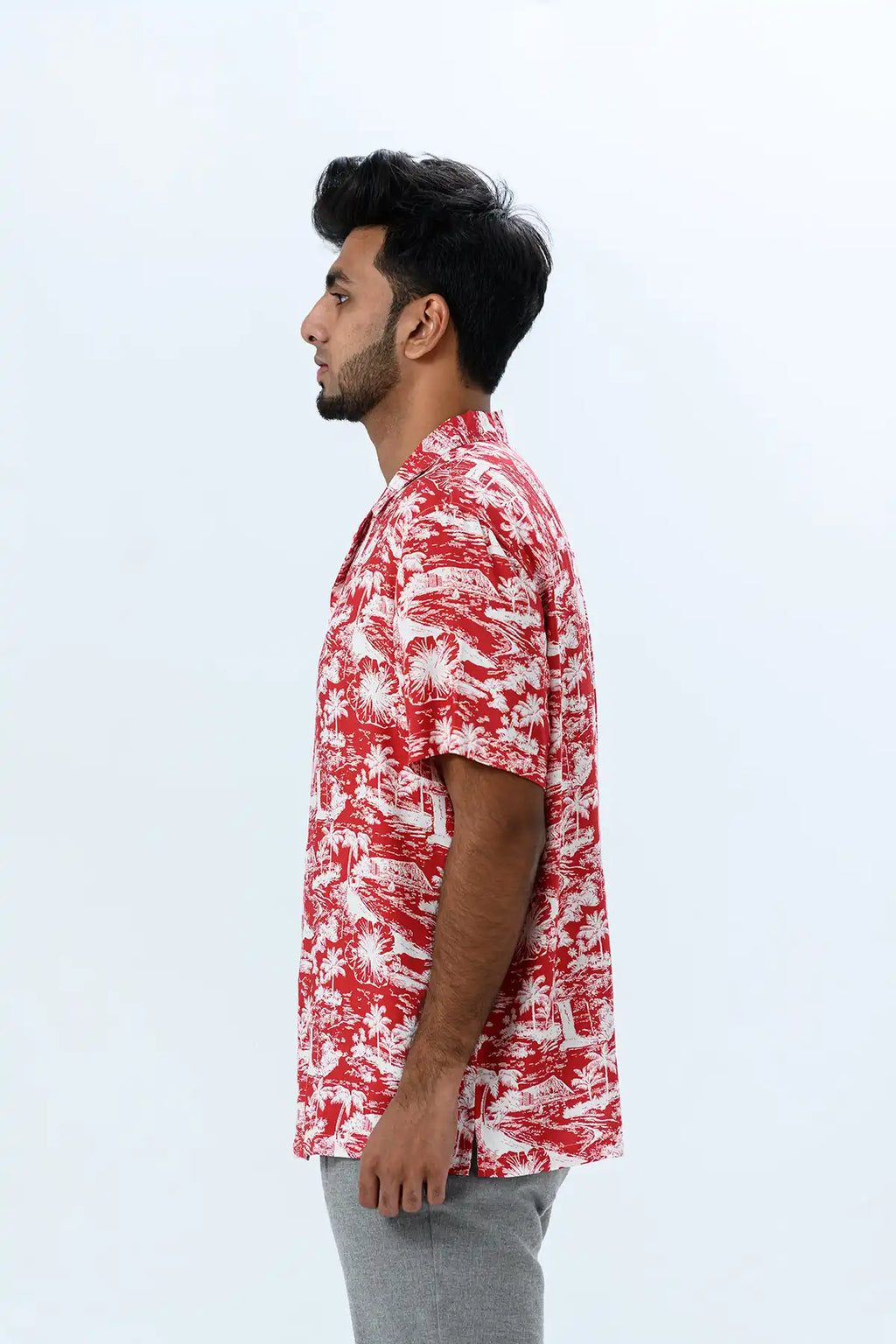 Half Sleeve Shirt - Red & White (AOP)