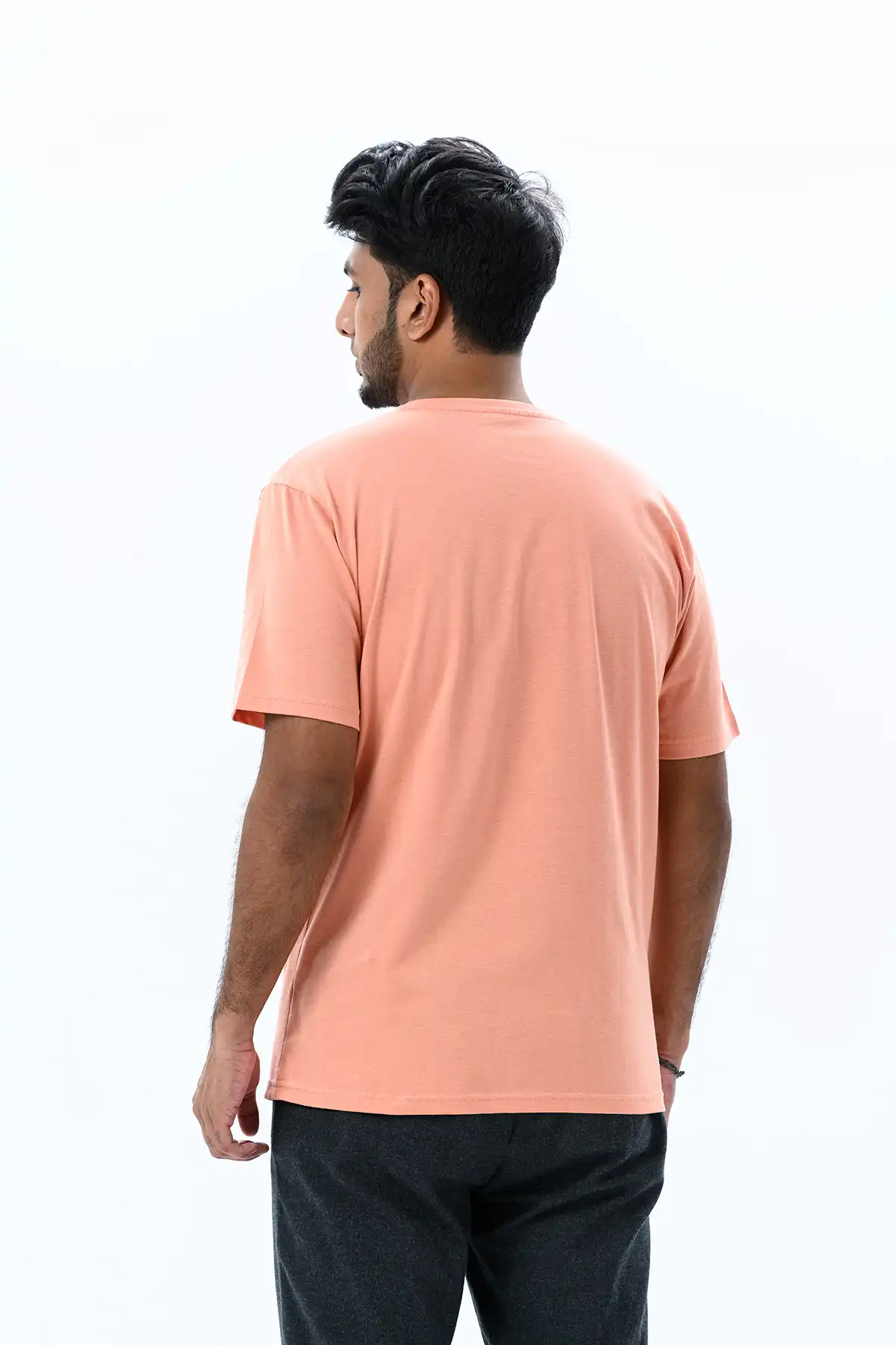 Unisex Crew Neck Cotton T-Shirt - Salmon Pink