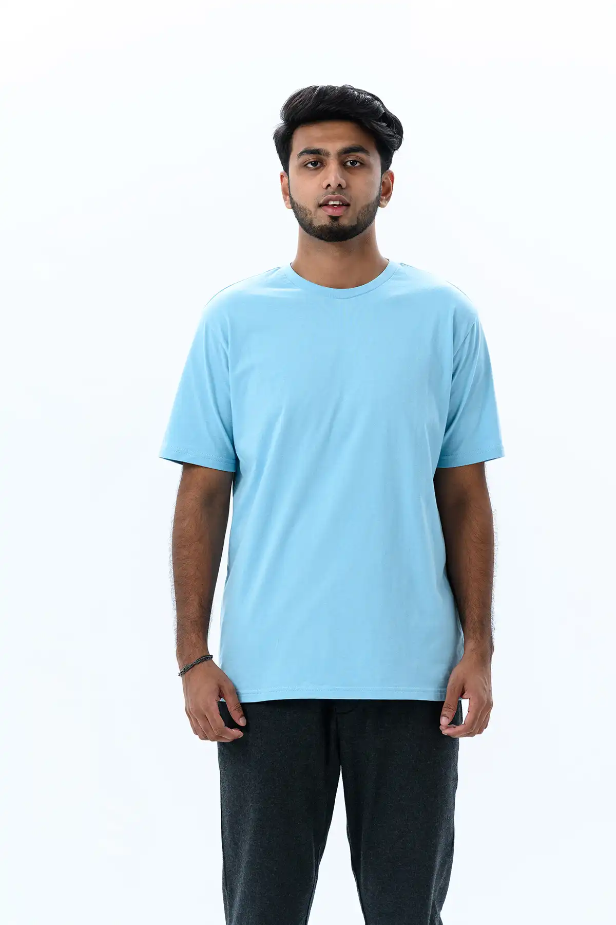 Unisex Crew Neck Cotton T-Shirt - Sky Blue