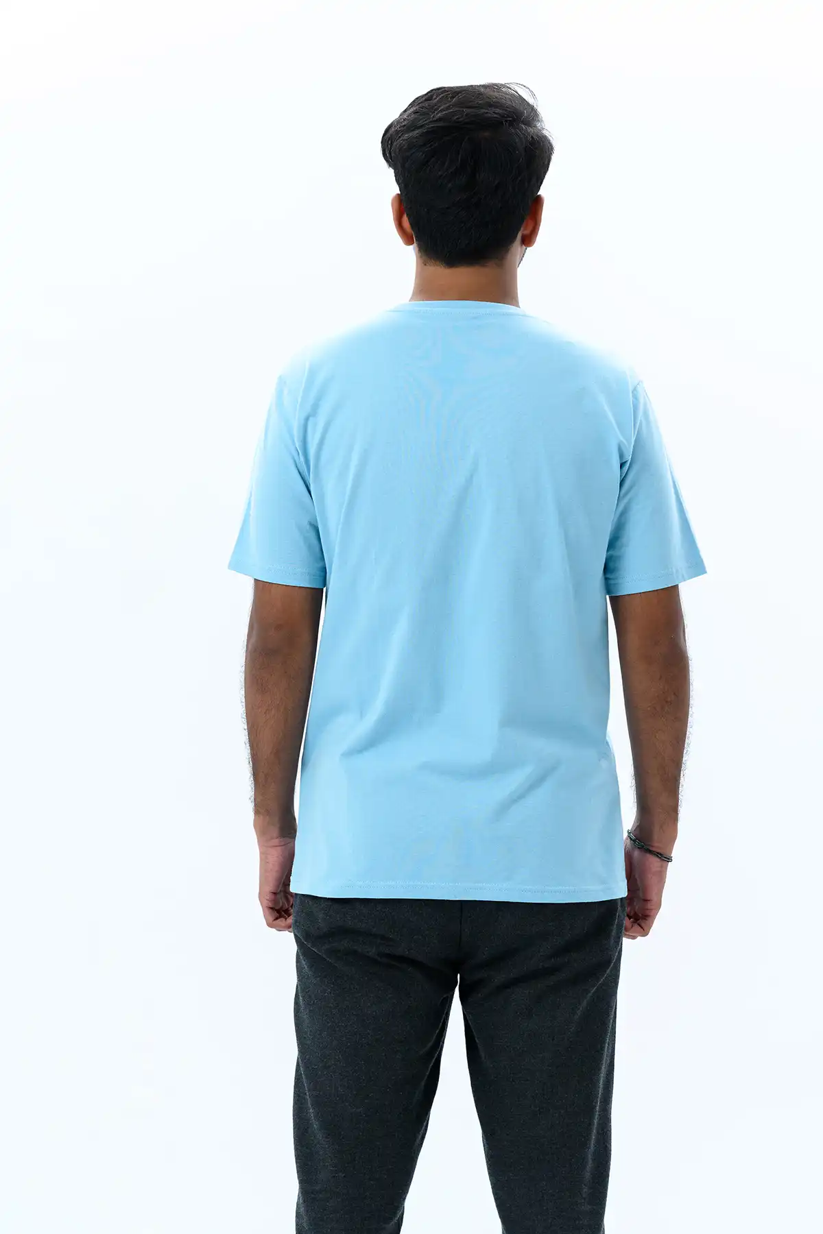 Unisex Crew Neck Cotton T-Shirt - Sky Blue