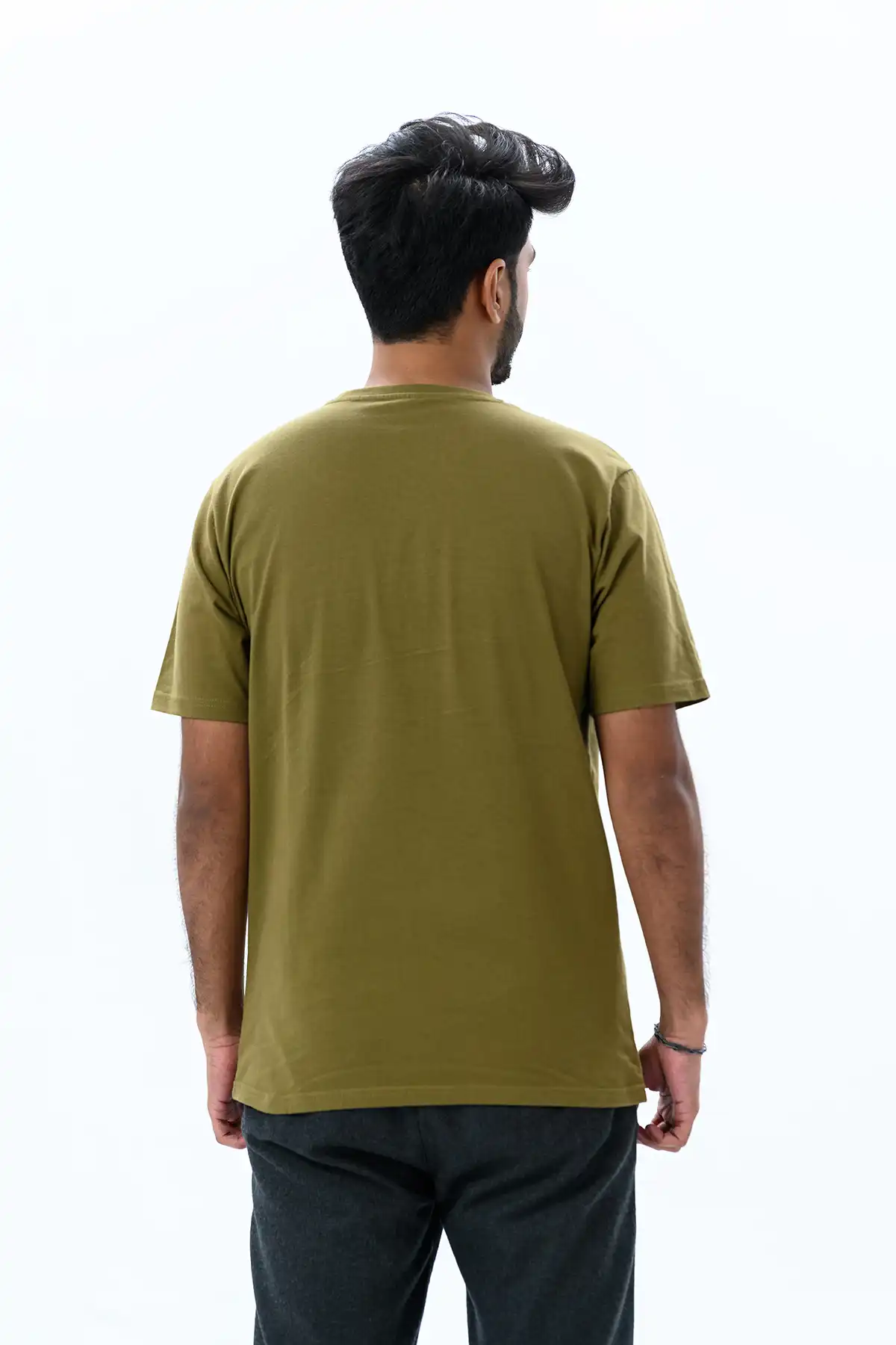 Unisex Crew Neck Cotton T-Shirt - Olive Green