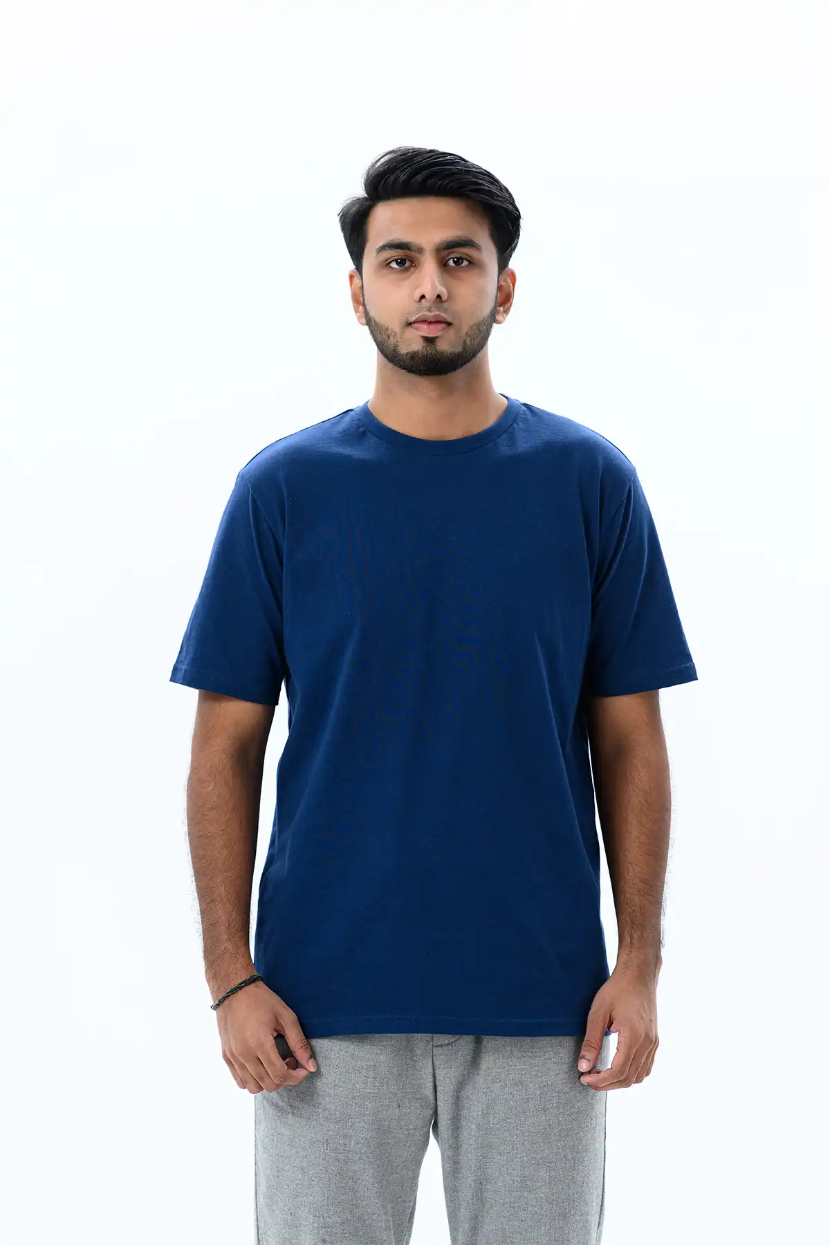 Unisex Crew Neck Cotton T-Shirt - Oxford Blue