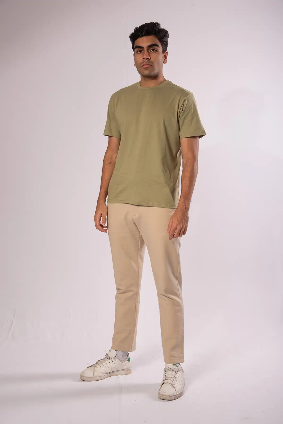 Unisex Crew Neck Cotton T-Shirt - Sage Green