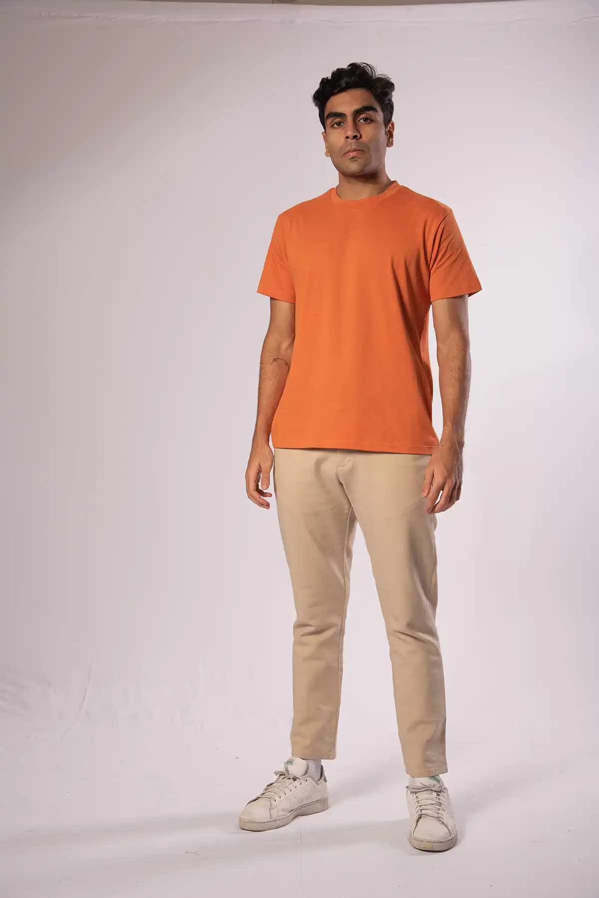 Unisex Crew Neck Cotton T-Shirt - Miranda Orange