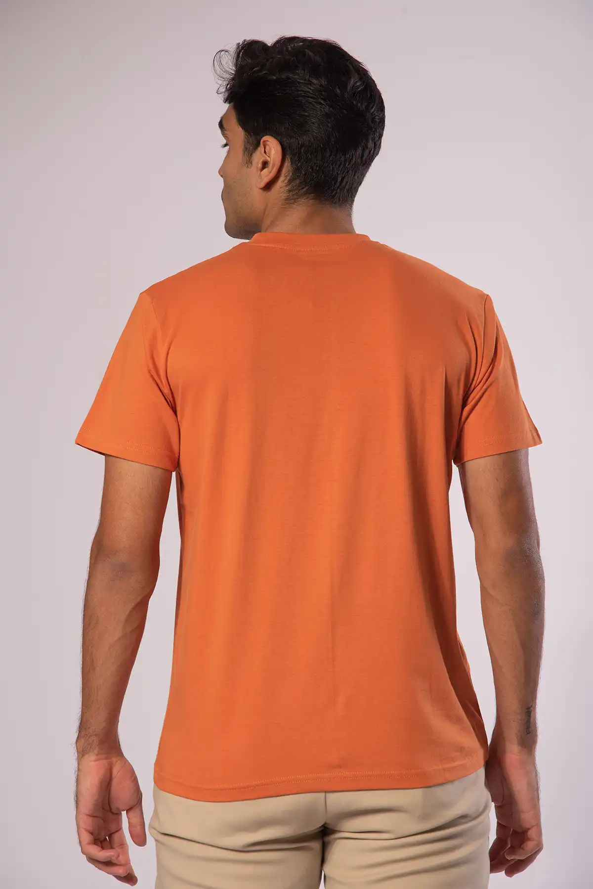 Unisex Crew Neck Cotton T-Shirt - Miranda Orange