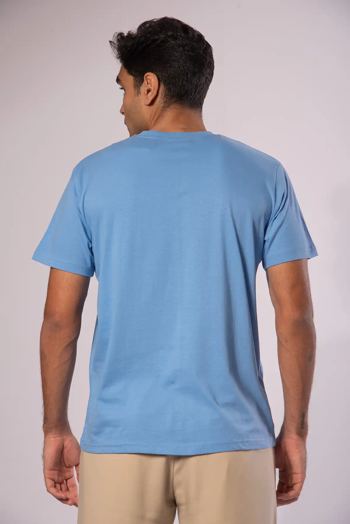 Unisex Crew Neck Cotton T-Shirt - Air Force Blue
