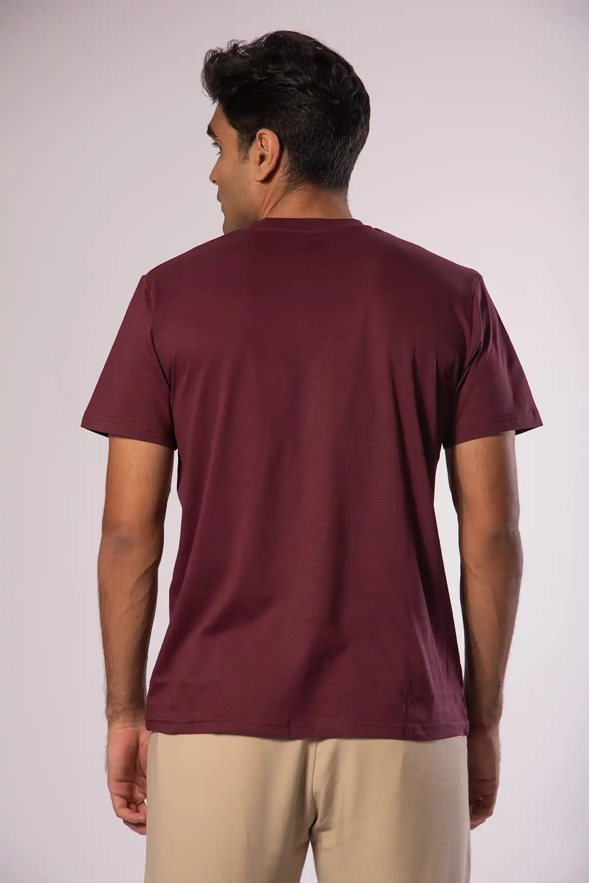 Unisex Crew Neck Cotton T-Shirt - Ruby Wine