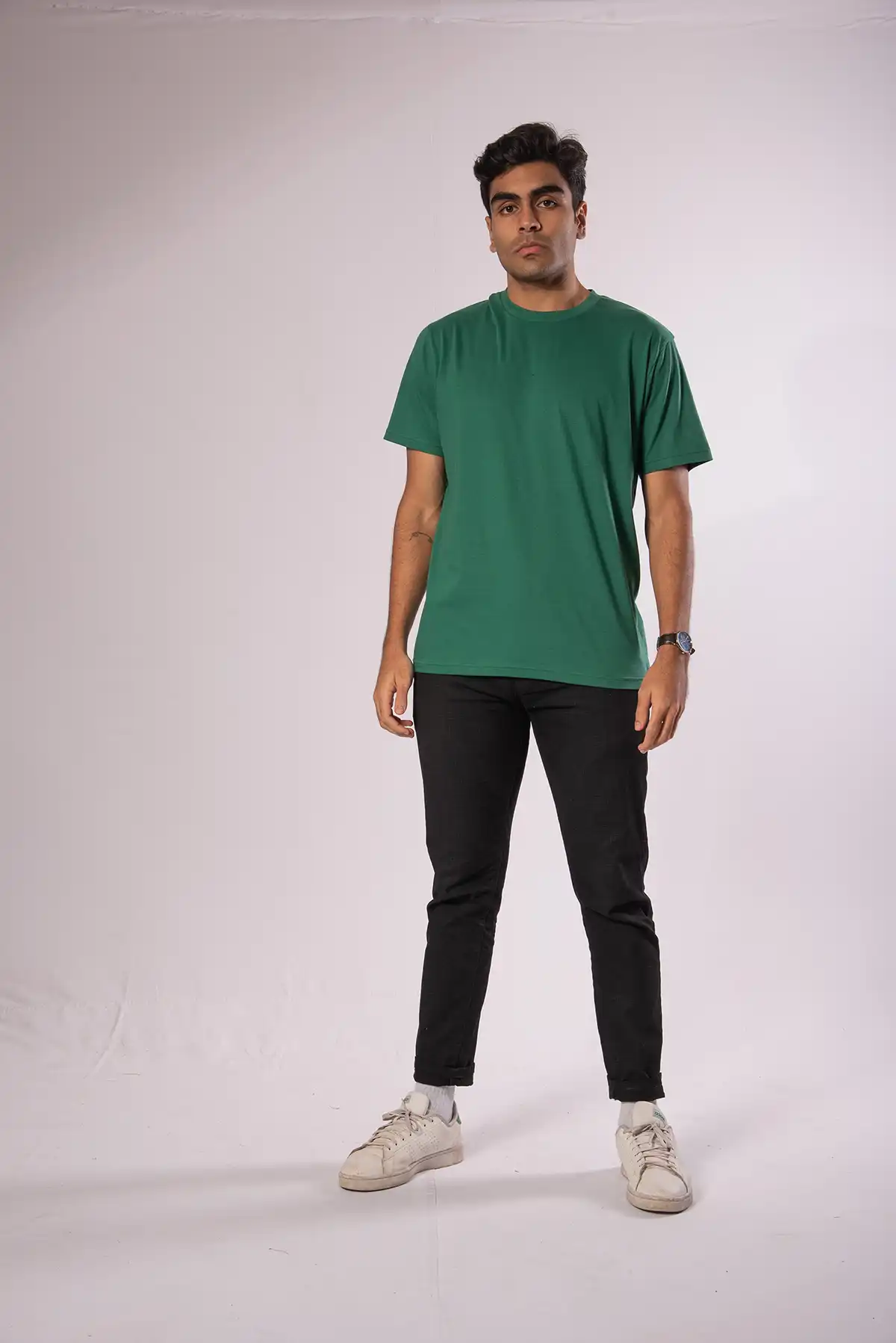 Unisex Crew Neck Cotton T-Shirt - Forest Green