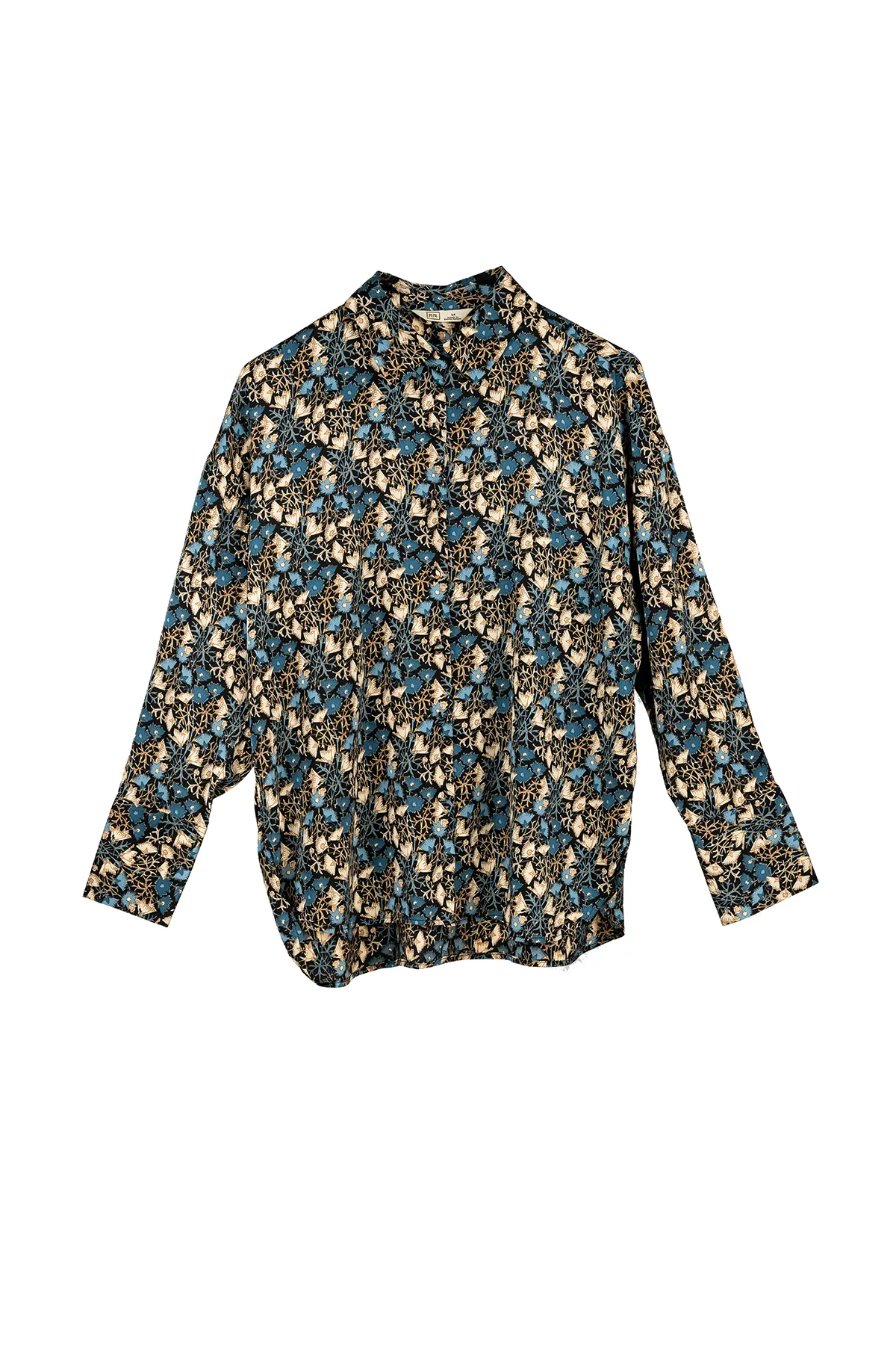 Floral print Shirt - Peacock Blue (AOP)