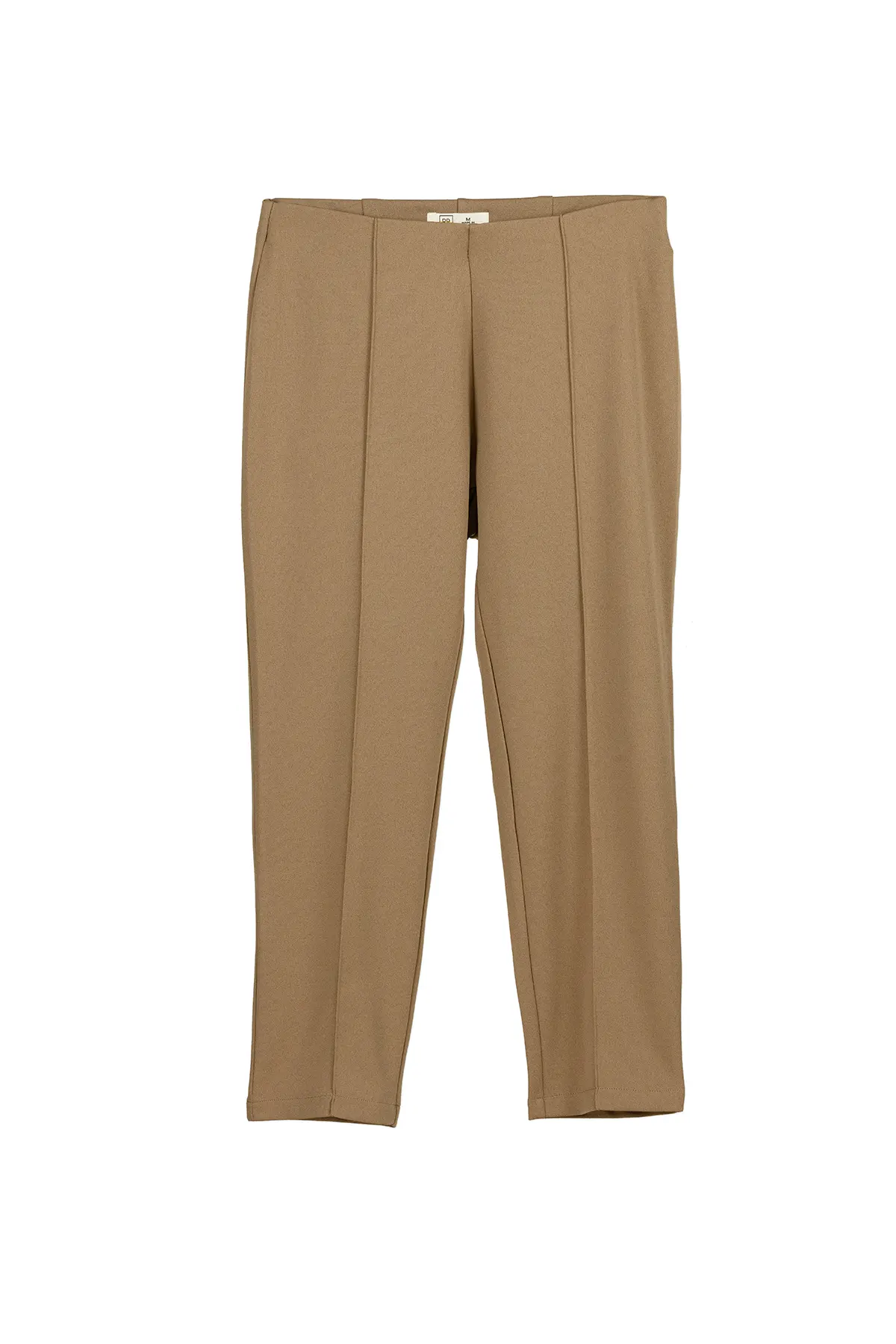 Straight fit trousers with top stiching -  Beige