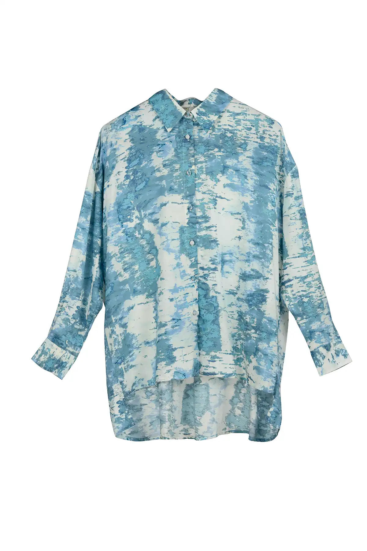 Tie Dye print Shirt - White & Carolina Blue (AOP)