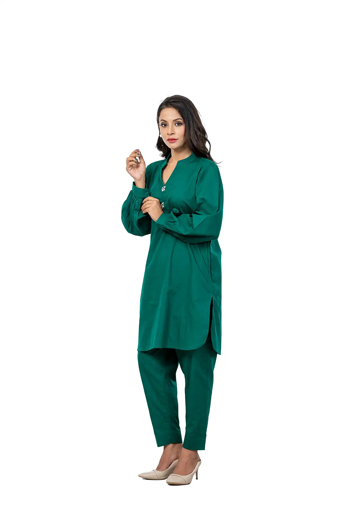 Women Emerald Green Cotton 2-Pirce Set