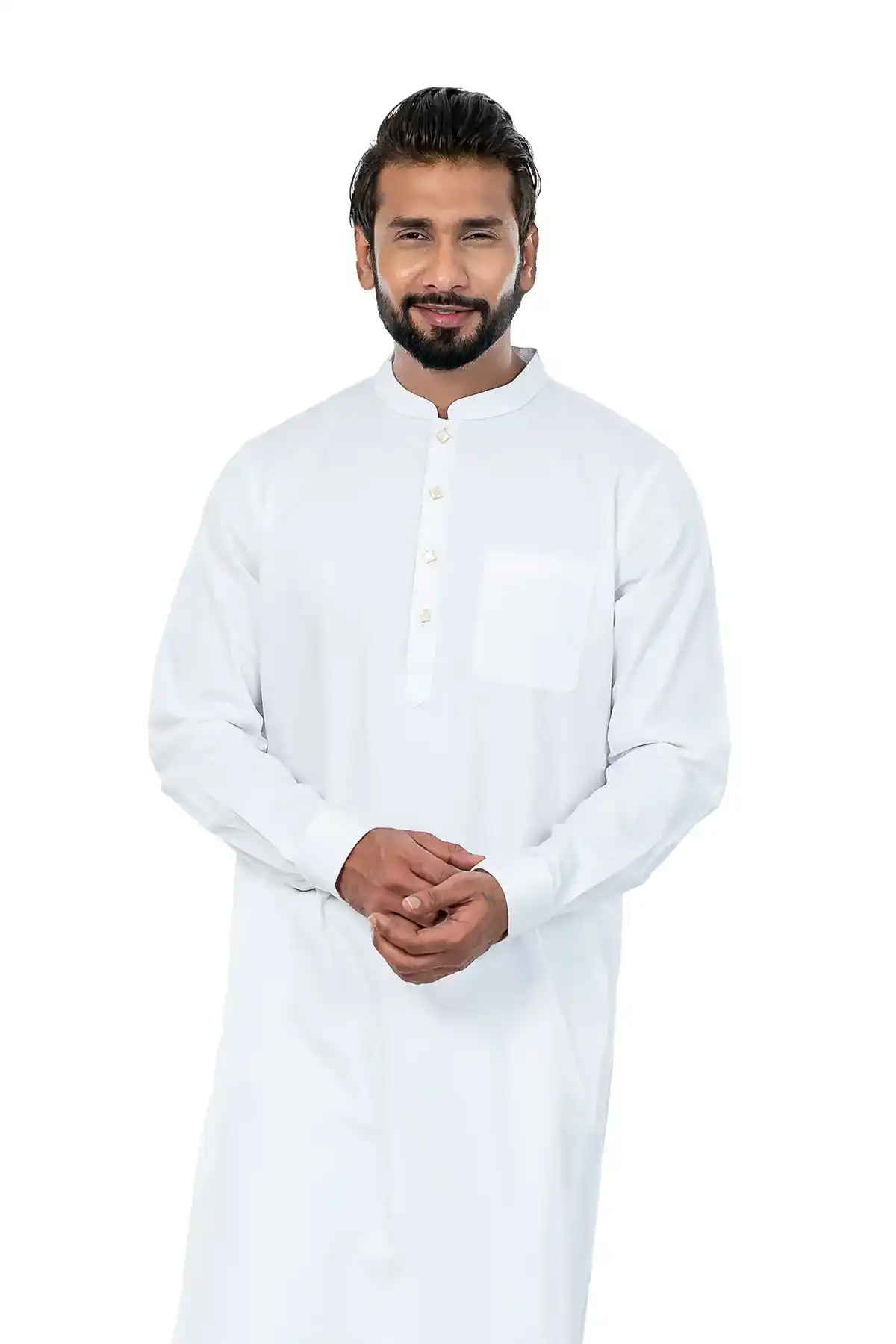 Men's Regular Fit Panjabi Loop Buttons - White