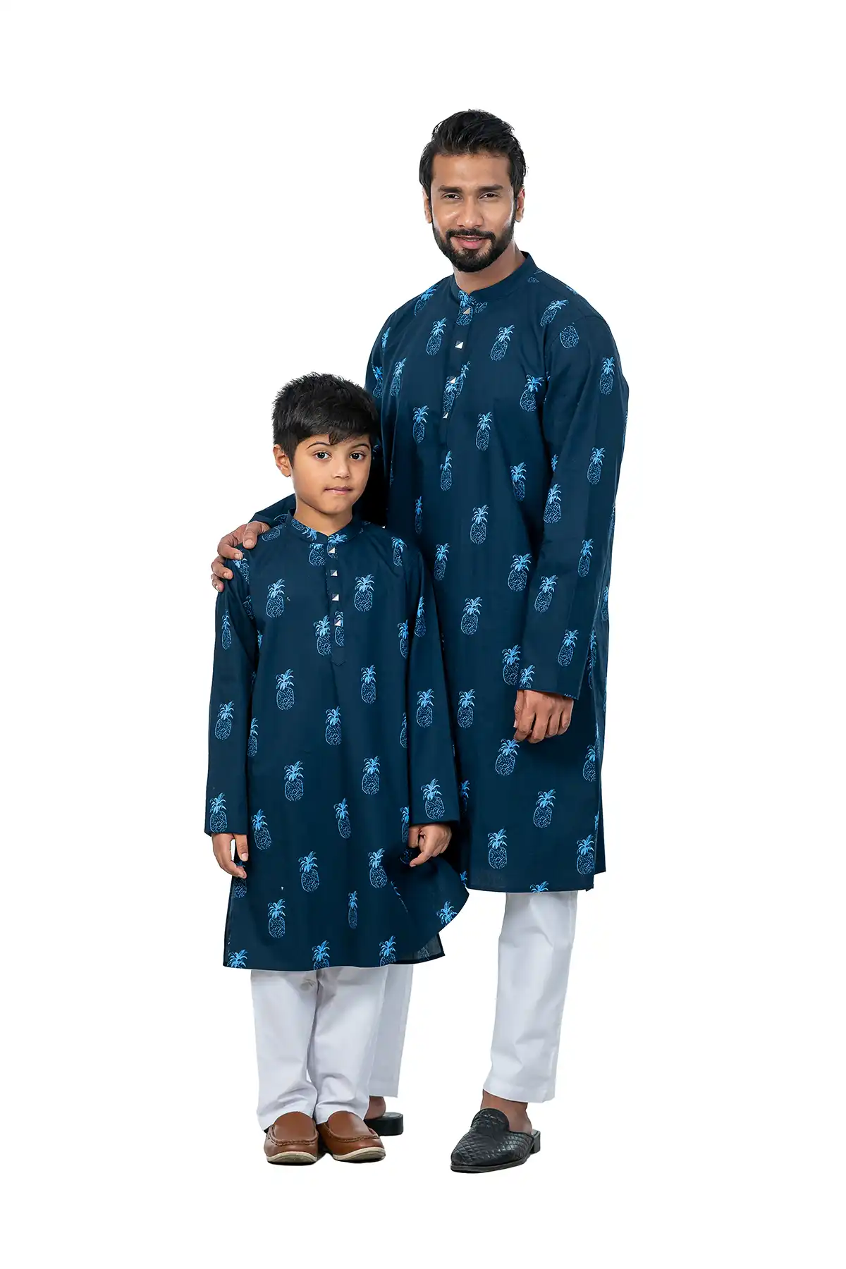 Baba r Ami Regular Fit Panjabi - Dark Navy Blue AOP