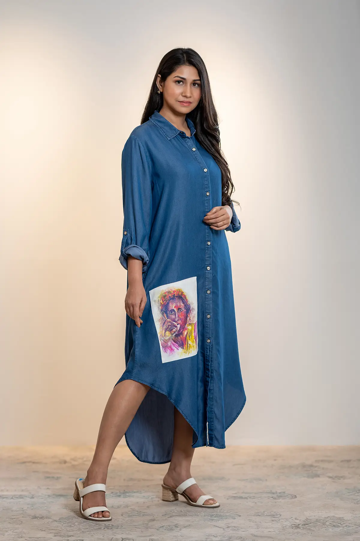 Denim Shirt Dress - Mid Blue