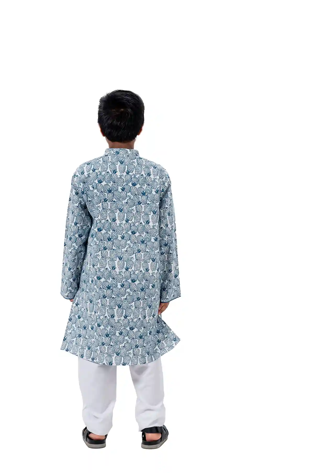 RR-BP0523-155 REGULAR FIT Kid's PANJABI - WHITE(AOP)