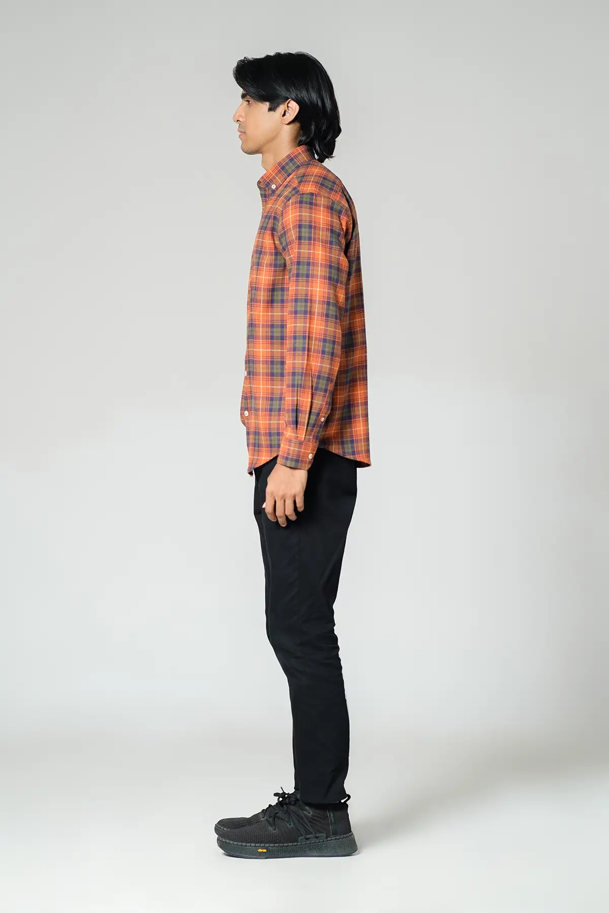 RR MEN'S FLANNEL SHIRT (RR-MCS0924-13J) BURN/NAVY CHECK