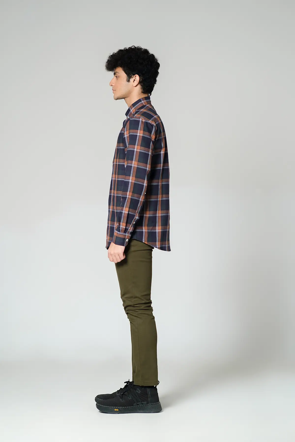 RR MEN'S FLANNEL SHIRT (RR-MCS0924-13I) BROWN/NAVY CHECK