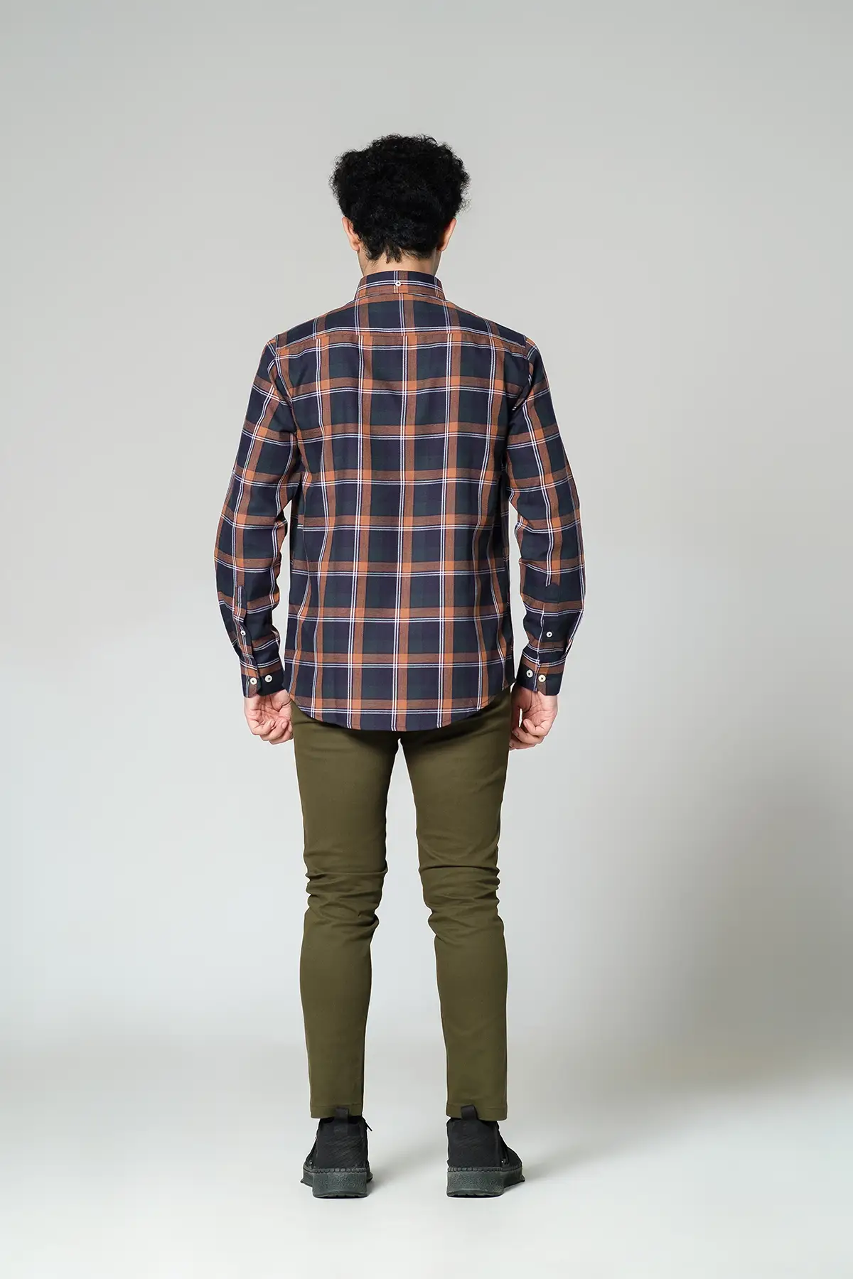 RR MEN'S FLANNEL SHIRT (RR-MCS0924-13I) BROWN/NAVY CHECK