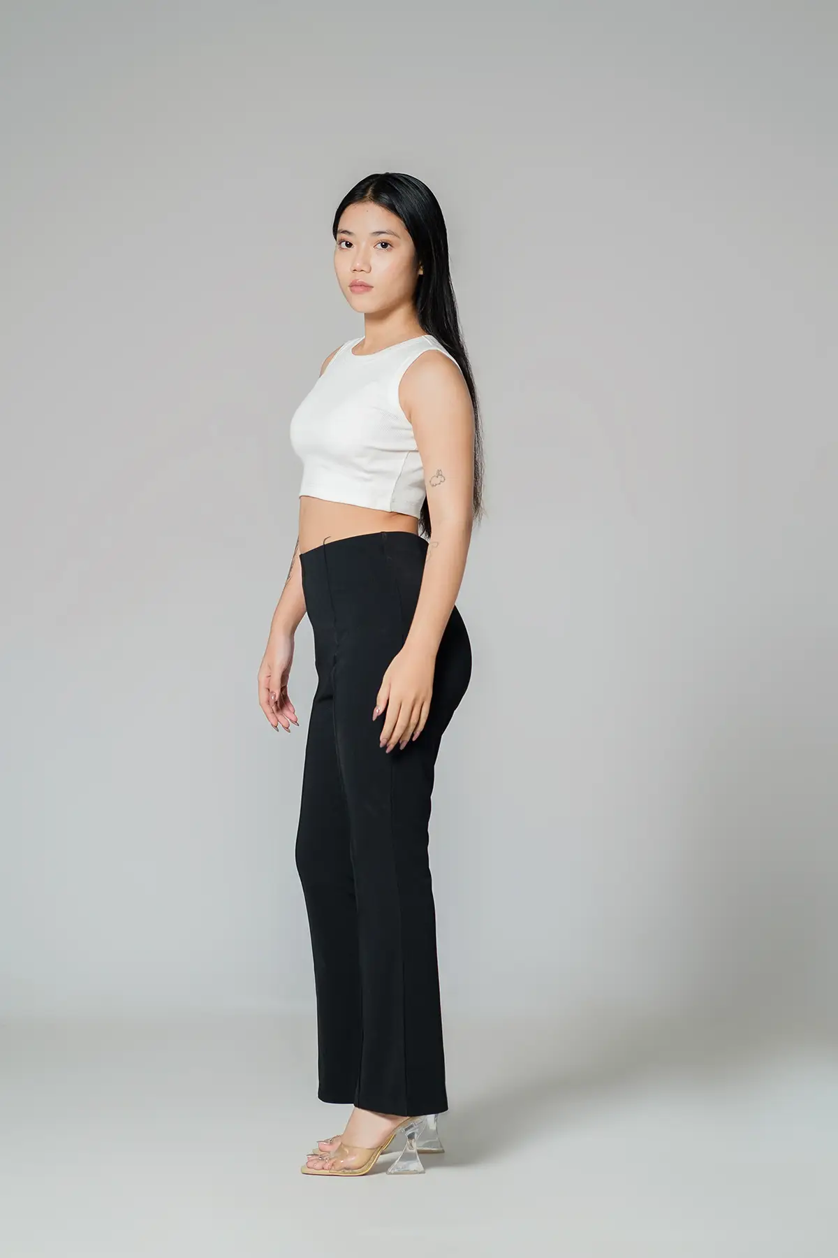 Women'S Flare Pant With Front Crease(Rr-Wp0724-31A)Jet Black