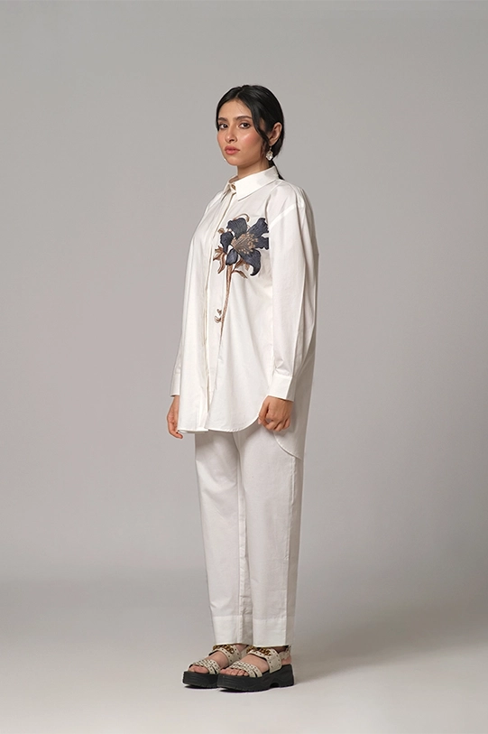 Embroidered  Shirt Paired With Pants.