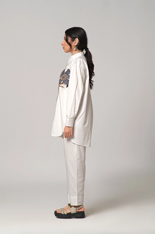 Embroidered  Shirt Paired With Pants.