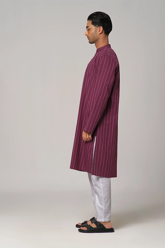 Men's Panjabi(RR-MP1224-03B)Wine/White