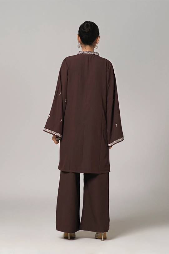 Coffee Embroidered Tunic & Pants